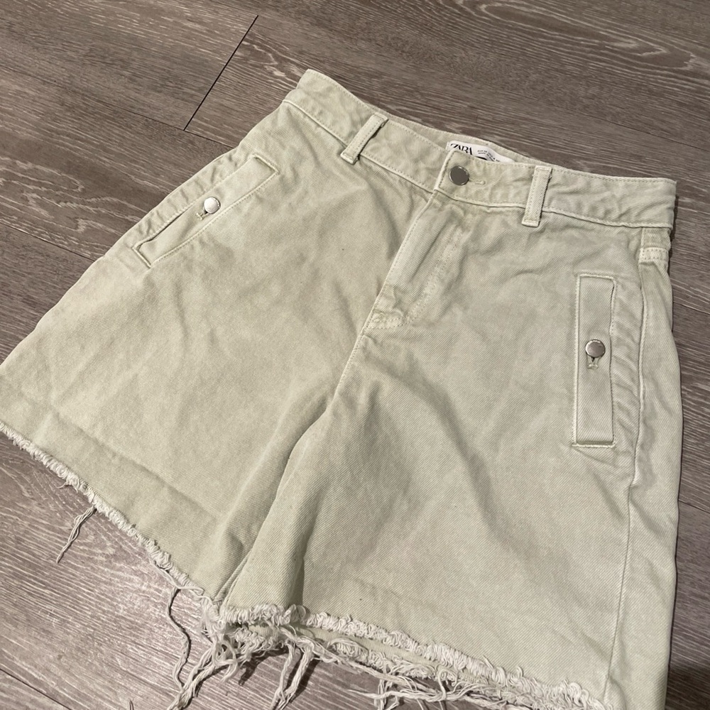 Zara Light Green Jean Shorts
